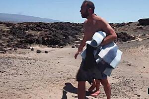 blindfolded blowjob with big tits in public