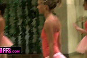 Hot lesbian action with petite babes in ballerina skirts