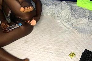 Watch Me Cum Massively Using Huge Dildo in Both Tight Holes!