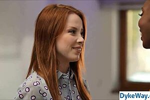 Black and white lesbians lick each other's pussies in interracial sex