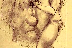 vintage erotic illustration from retro anime hentai collection with antique cartoon style