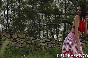 Sade Mare, Beautiful Brunette with Natural Tits, Teases Nude Outdoor in Sensual Solo Session