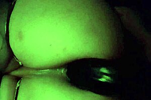 Solo amateur's big anal toy play