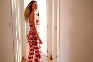 Blonde neighbors engage in double adultery, swapping cum in mouth and on big tits.