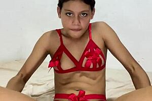 pretty latina masturbates naked, fucking her tight pussy with a dildo