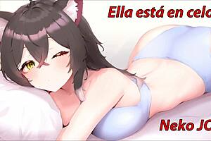 Meows and orgasms included in cat JOI with your neko girlfriend in heat, Spanish voice