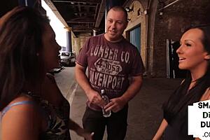 British babes in CFNM humiliate guy with micro penis, teasing his small cock