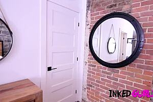 tattooed brunette camgirl banged by step-bro with big tits