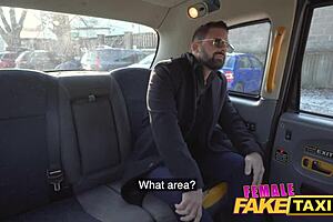 Female Fake Taxi Passenger Plays with Massive Tits