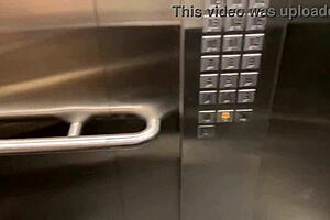 Blonde MILF caught having anal and blowjob with stranger in public elevator scandal