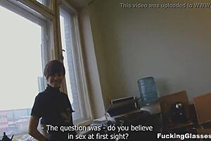 Teen in glasses gives quick blowjob for the best deal ever!