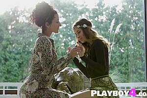 Diana lark posing with lucy m in lesbian milf tits scene?