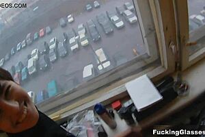 Teen in glasses gives quick blowjob for the best deal ever!