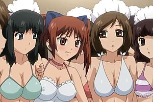Public pool party with teen orgy and hot anime action