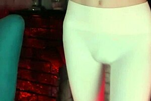 Cross dressing Sweet eaton in white leggings on webcam