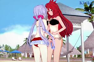 kanade am and chris yukine with tsubasa kazanari in intense lesbian play from symphogear hentai