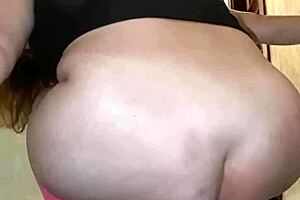 Blonde slut bursts ass while friend watches tv in jeans