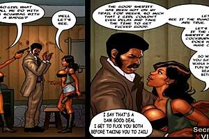 Threesome with Horny Ebony Girls and BBC Sheriff in Wild Police Fuck