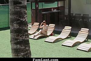 Stepbrother caught pleasuring himself and asks stepsister for help