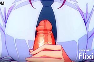 Anime handjob with cum shot