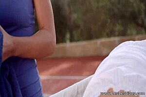 blonde milf and brunette babe toy their pussies in lesbian fun