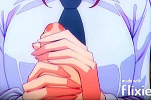 Anime handjob with cum shot