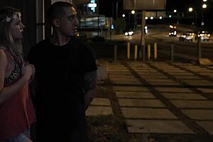 stranded teen 18+ gets roughly fucked outdoors in public bondage