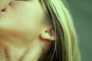 petite babe strokes feet on hard cock