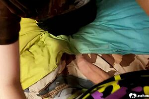 Cutie rides shaved pussy before anal plug