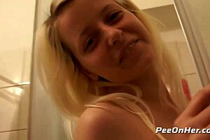Blonde Czech Amateur Gets Extreme Pissing Inside Pussy During Blowjob