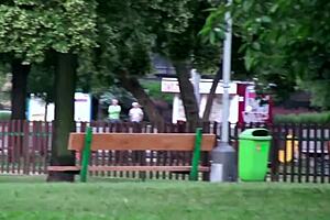 Young Hottie Alexis Crystal Gets Fucked In Public By Two Guys