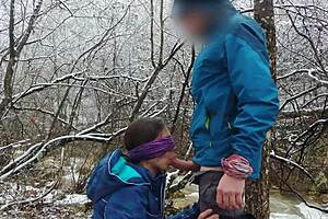 Hey, public blowjob near mountain river leads to cum swallow! 😏