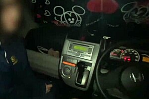 amateur couple fucks passionately in the car at midnight