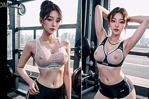 Asian Milfs Workout at Gym with Perfect Bodies