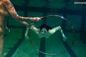 Lesbians Irina Barna and Anna Fehér in hot underwater sex scene