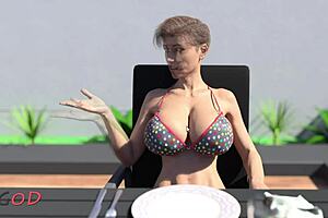 Teen girl gives blowjob in 3D game walkthrough