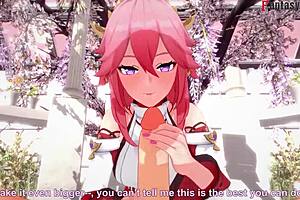 i watch yae miko sucking my cock in this pov hentai scene from genshin impact