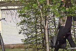 German scout interviews chubby Elisa in street casting