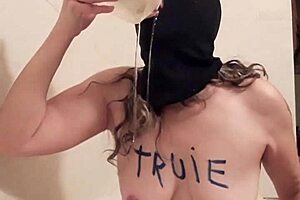 french slut humiliates herself with bdsm and uro 😈