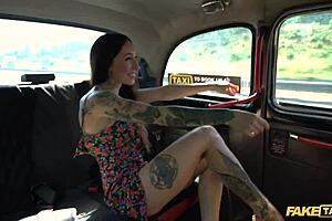 Tattooed Babe in Fake Taxi Seduces Driver with Her Body Display
