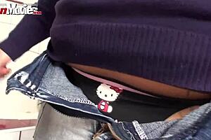 Watch these skinny and chubby lesbians strap-on each other with toys