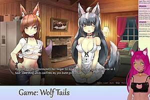 vtuber lewdneko plays wolf tails part 2 with big tits and lesbian hentai vibes.