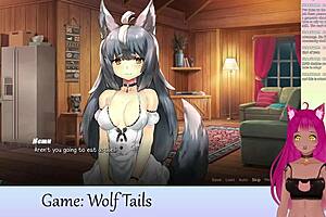 vtuber lewdneko plays wolf tails part 2 with big tits and lesbian hentai vibes.