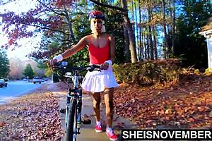 msnovember's back arches in rough prone boning after upskirt bike ride!