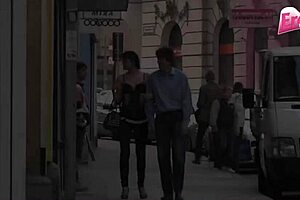 Young German man takes an amateur teen to a porn movie in a brothel