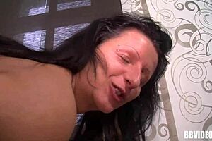 busty brunette german milf enjoys solo softcore masturbation