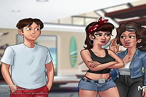 Maid feels excited to clean in summertimesaga game