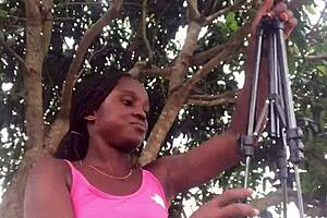 Crazy bitch unboxes packages in front of strangers