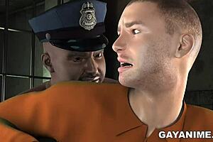 3D Cartoon Prisoner Fucked Hard by Chubby Black Cop in Ass