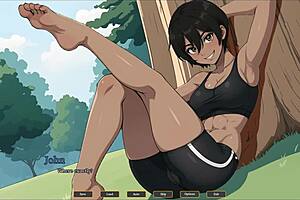 Whoa, first anal for my cute tomboy girlfriend in forest hentai game Ep 4! 🌲